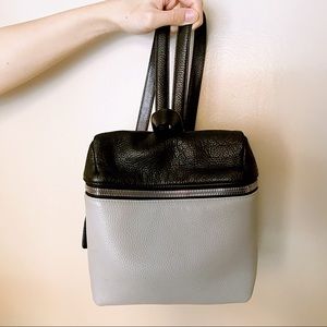 Kara Black & Gray Leather Small Backpack